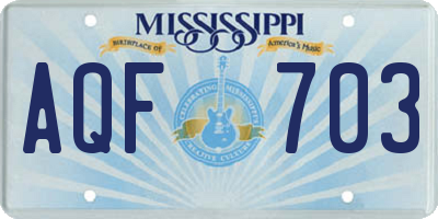 MS license plate AQF703
