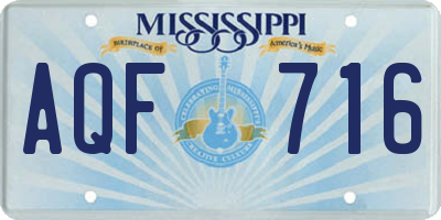MS license plate AQF716