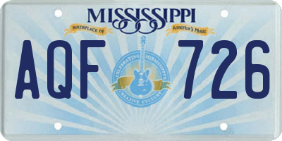 MS license plate AQF726