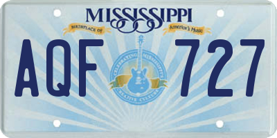 MS license plate AQF727