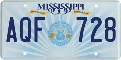 MS license plate AQF728