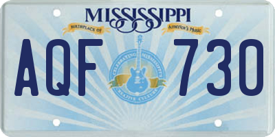 MS license plate AQF730
