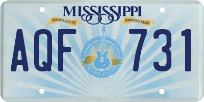 MS license plate AQF731