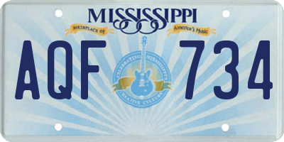 MS license plate AQF734