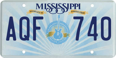 MS license plate AQF740