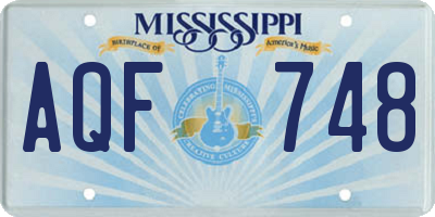 MS license plate AQF748