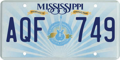 MS license plate AQF749
