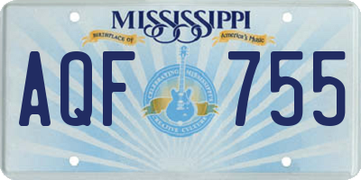 MS license plate AQF755
