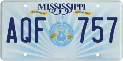 MS license plate AQF757