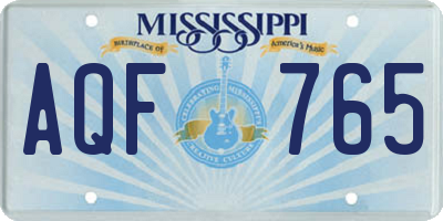 MS license plate AQF765