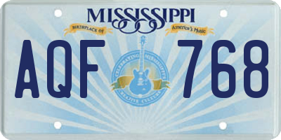 MS license plate AQF768