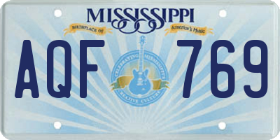 MS license plate AQF769
