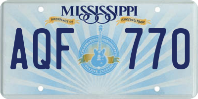 MS license plate AQF770