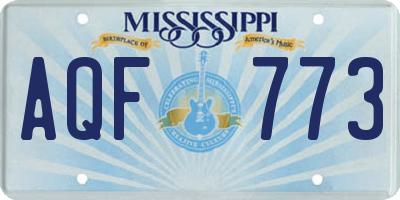 MS license plate AQF773
