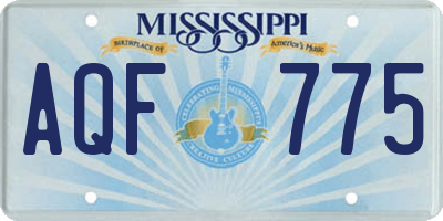 MS license plate AQF775