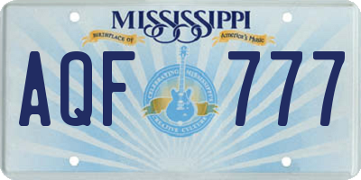 MS license plate AQF777