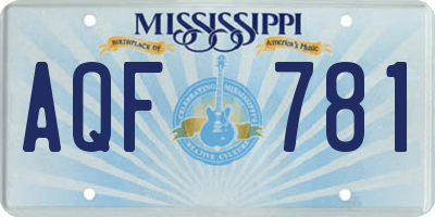 MS license plate AQF781