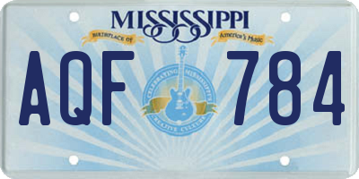 MS license plate AQF784