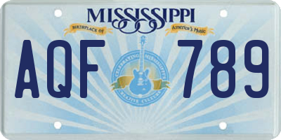 MS license plate AQF789