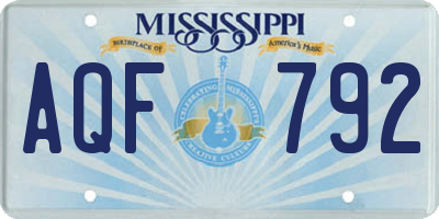 MS license plate AQF792