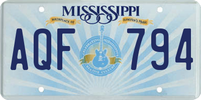 MS license plate AQF794