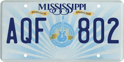 MS license plate AQF802