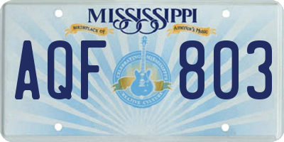 MS license plate AQF803