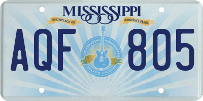 MS license plate AQF805