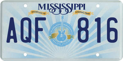 MS license plate AQF816