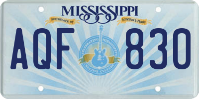 MS license plate AQF830