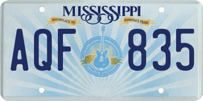 MS license plate AQF835