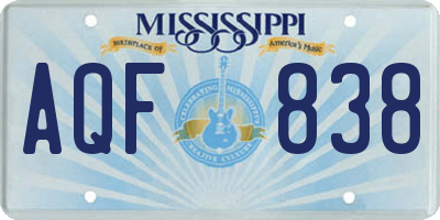 MS license plate AQF838