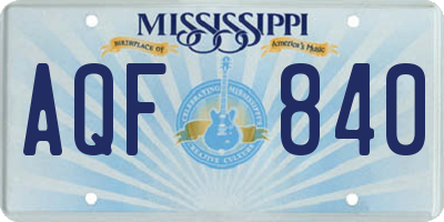 MS license plate AQF840