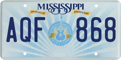 MS license plate AQF868