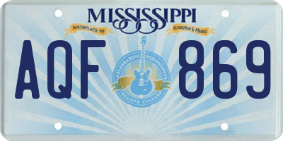 MS license plate AQF869