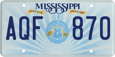 MS license plate AQF870