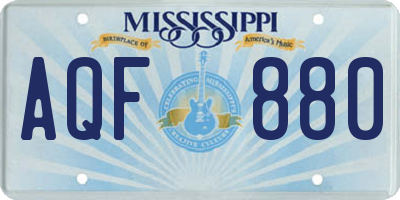 MS license plate AQF880