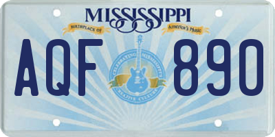 MS license plate AQF890