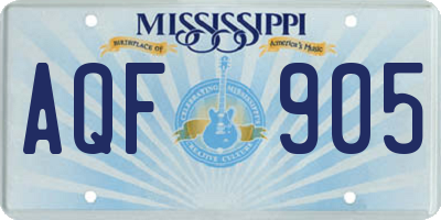 MS license plate AQF905