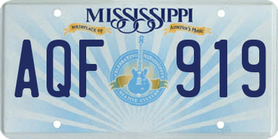 MS license plate AQF919