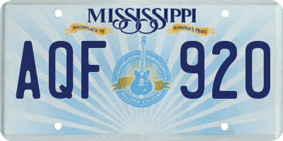 MS license plate AQF920
