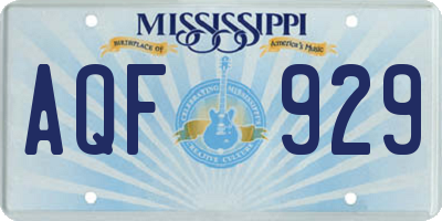 MS license plate AQF929