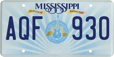 MS license plate AQF930