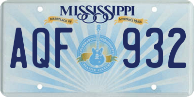 MS license plate AQF932