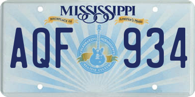 MS license plate AQF934