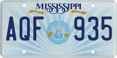 MS license plate AQF935