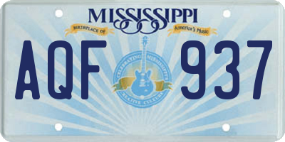 MS license plate AQF937