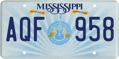 MS license plate AQF958
