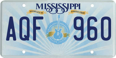 MS license plate AQF960