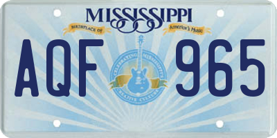 MS license plate AQF965